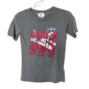 Boys FC Dallas Tee Shirt Gray Graphic Short Sleeve Size Small